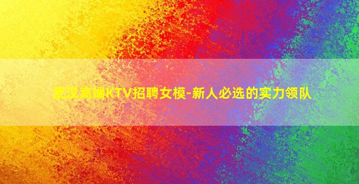 武汉高端KTV招聘女模-新人必选的实力领队